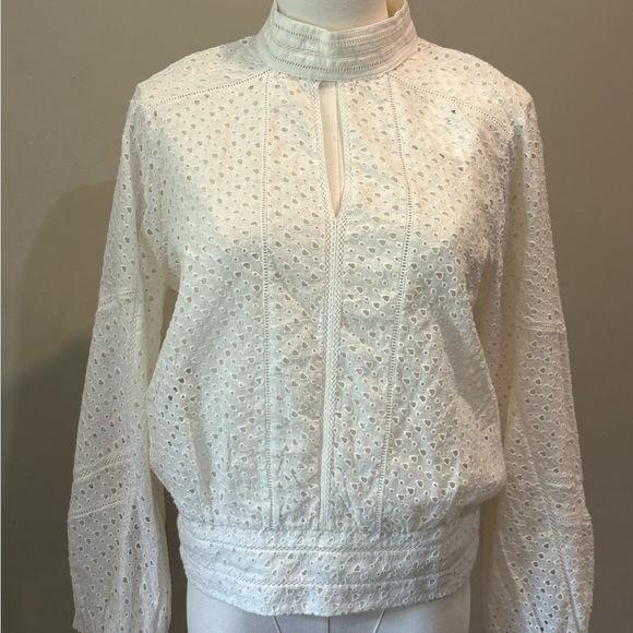 Frame Denim Cream Eyelet Women's Top - Picture 1 of 5